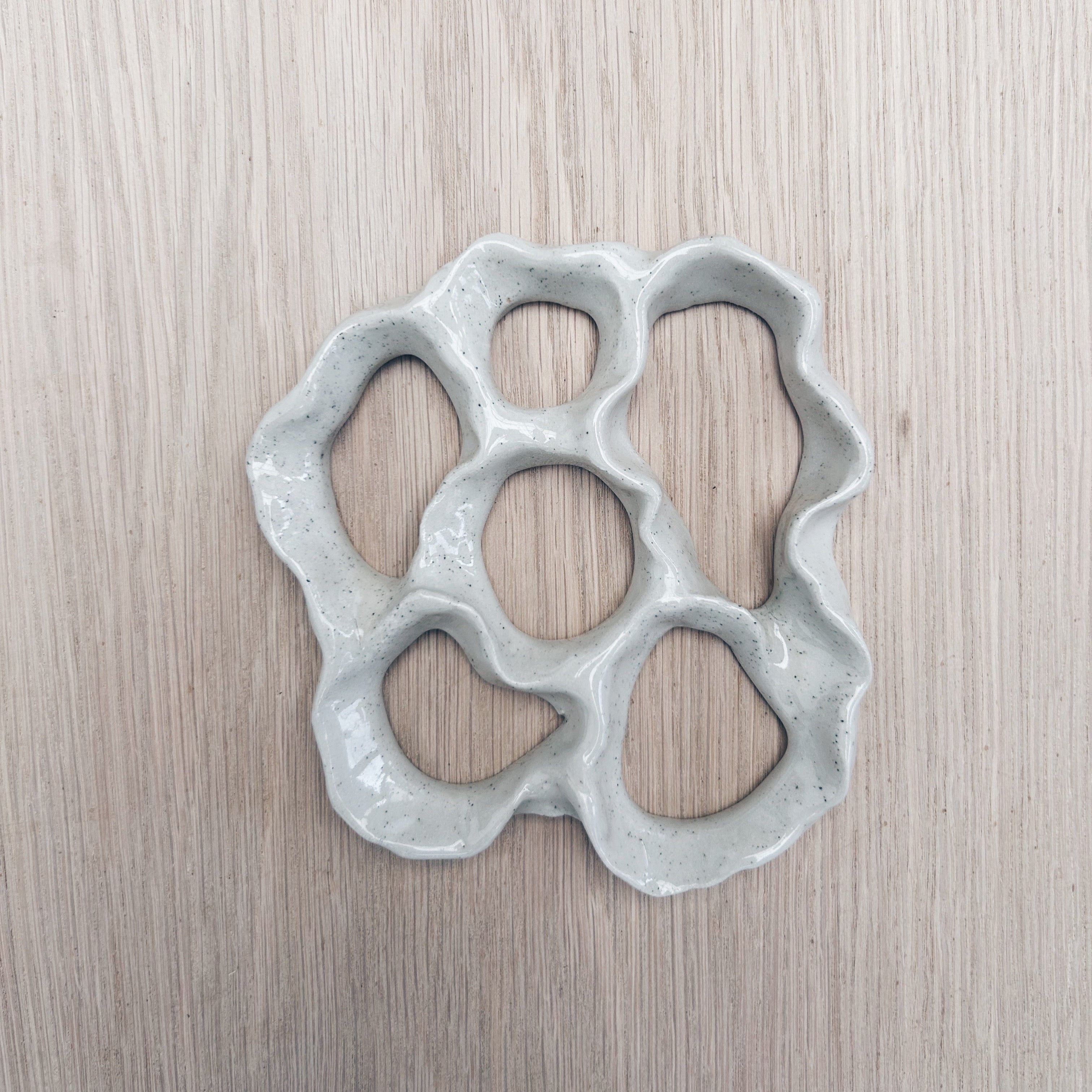 Coral Ceramic Wall Art - Night Speckle Small on timber