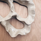 White ceramic coral wall art with fine texture details close up