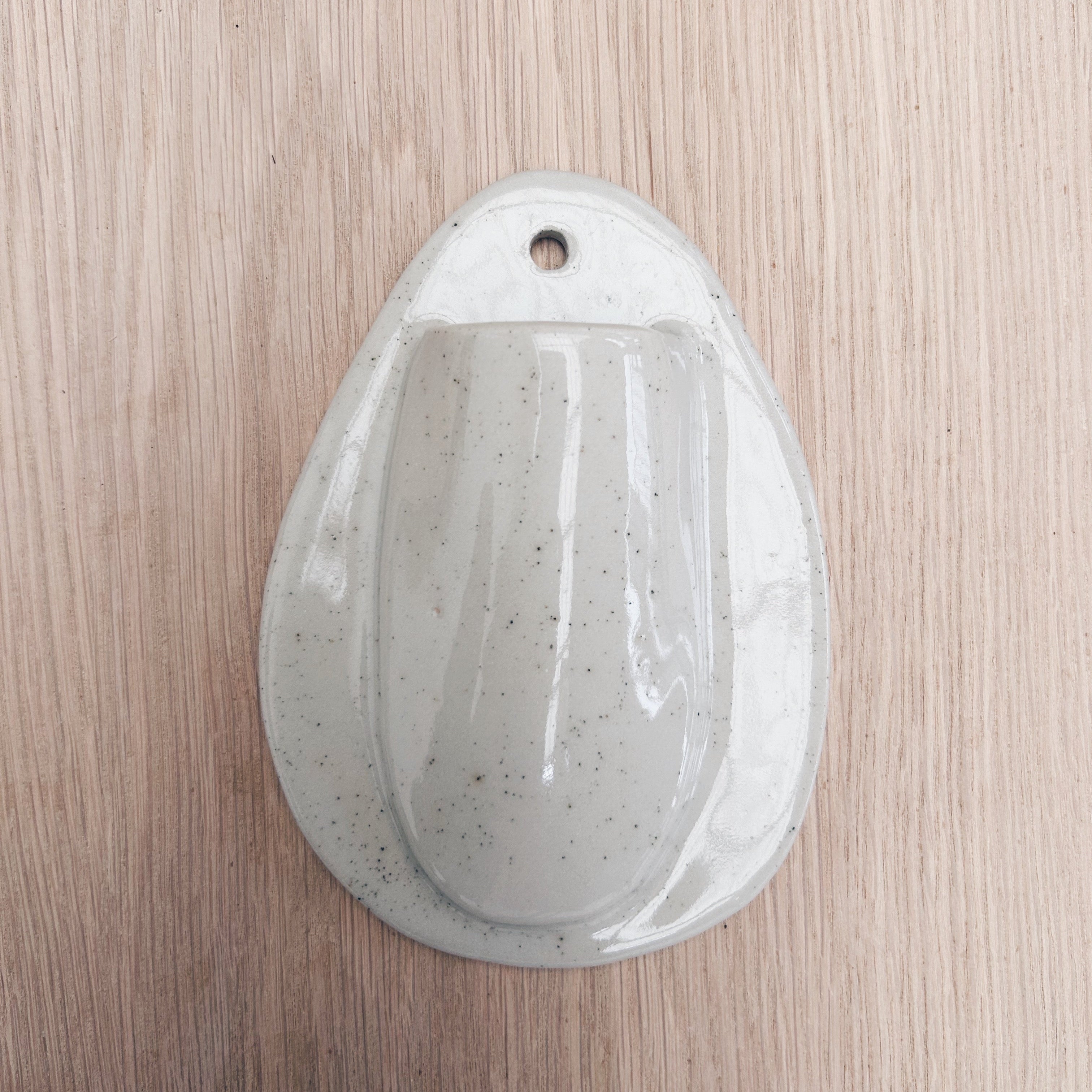 Modern ceramic wall vase oval shape for natural dried floral arrangement